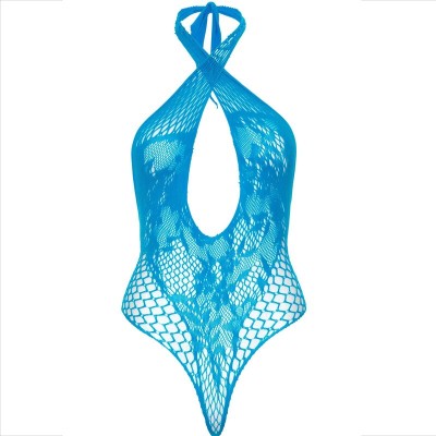 LEG AVENUE - TEDDY HALTER COM RENDA AZUL - D-237732 - Dona Pimenta