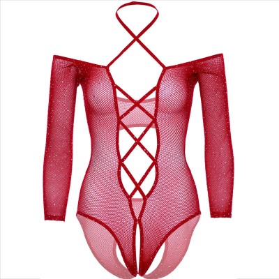 LEG AVENUE - CORPO SEM CROTHLESS COM BRILHANTE VERMELHO - D-237742 - Dona Pimenta