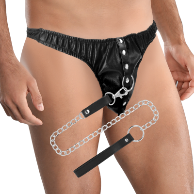 DARKNESS BLACK UNDERPANTS WITH LEASH - D-226695 - Dona Pimenta