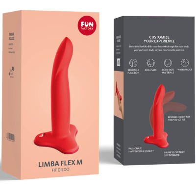 FUN FACTORY - LIMBA DILDO FLEXÍVEL VERMELHO TAMANHO M - D-238076 - Dona Pimenta