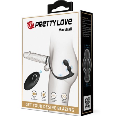 PRETTY LOVE - ANEL PARA PÊNIS MARSHALL COM PLUG ANAL VIBRATÓRIO COM CONTROLE REMOTO - D-236972 - Dona Pimenta