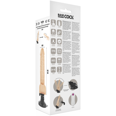 BASECOCK - VIBRADOR REALISTA CONTROLE REMOTO NATURAL COM TESTÍCULOS 19,5CM - D-223000 - Dona Pimenta