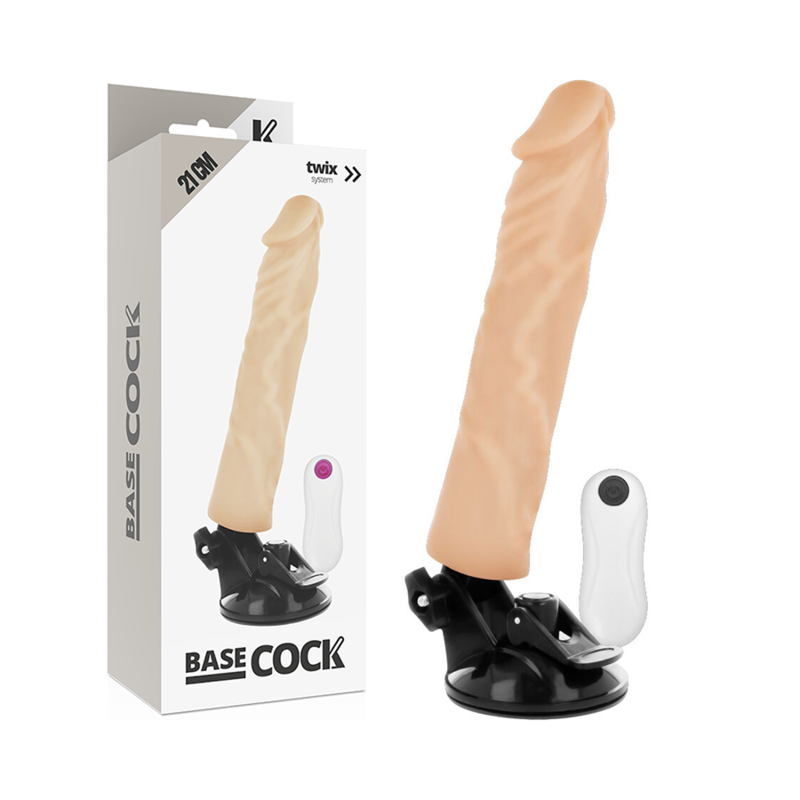 BASECOCK - VIBRADOR REALÍSTICO CONTROLE REMOTO NATURAL 21CM - D-223008 - Dona Pimenta