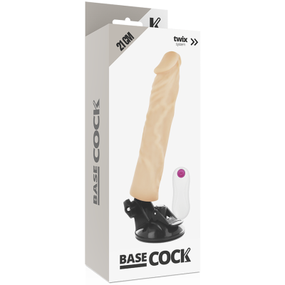 BASECOCK - VIBRADOR REALÍSTICO CONTROLE REMOTO NATURAL 21CM - D-223008 - Dona Pimenta