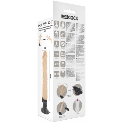 BASECOCK - VIBRADOR REALÍSTICO CONTROLE REMOTO NATURAL 21CM - D-223008 - Dona Pimenta