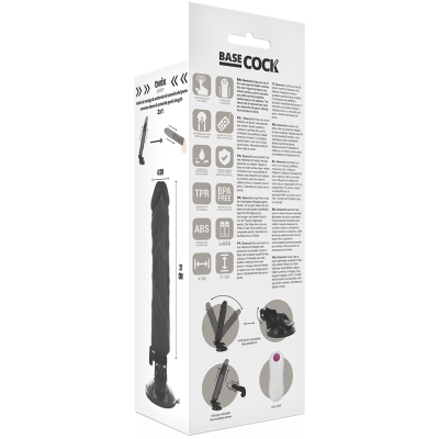 BASECOCK - VIBRADOR REALÍSTICO CONTROLE REMOTO NATURAL 21CM - D-223008 - Dona Pimenta