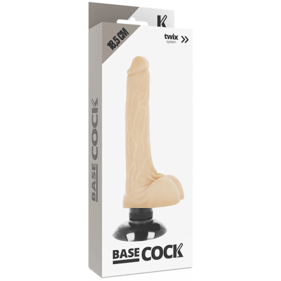 BASECOCK - VIBRADOR REALÍSTICO 2-1 NATURAL 18,5 CM - D-223027 - Dona Pimenta