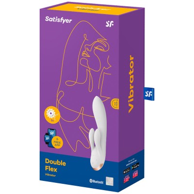 SATISFYER DOUBLE FLEX VIBRATOR APP - WHITE - D-231290 - Dona Pimenta