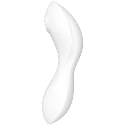 SATISFYER CURVY TRINITY 5 AIR PULSE STIMULATOR & VIBRATOR APP - WHITE - D-232082 - Dona Pimenta