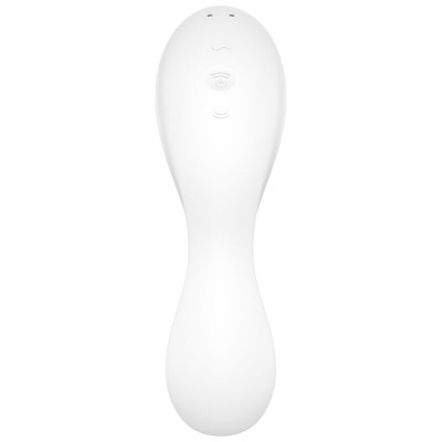 SATISFYER CURVY TRINITY 5 AIR PULSE STIMULATOR & VIBRATOR APP - WHITE - D-232082 - Dona Pimenta