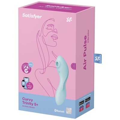 SATISFYER CURVY TRINITY 5 AIR PULSE STIMULATOR & VIBRATOR APP - WHITE - D-232082 - Dona Pimenta