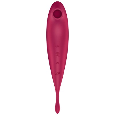 SATISFYER TWIRLING PRO+ AIR PULSE STIMULATOR & VIBRATOR APP - RED - D-232171 - Dona Pimenta