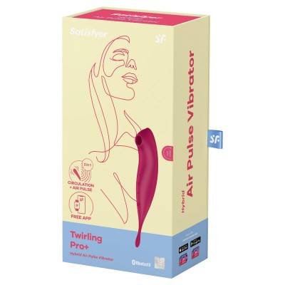 SATISFYER TWIRLING PRO+ AIR PULSE STIMULATOR & VIBRATOR APP - RED - D-232171 - Dona Pimenta