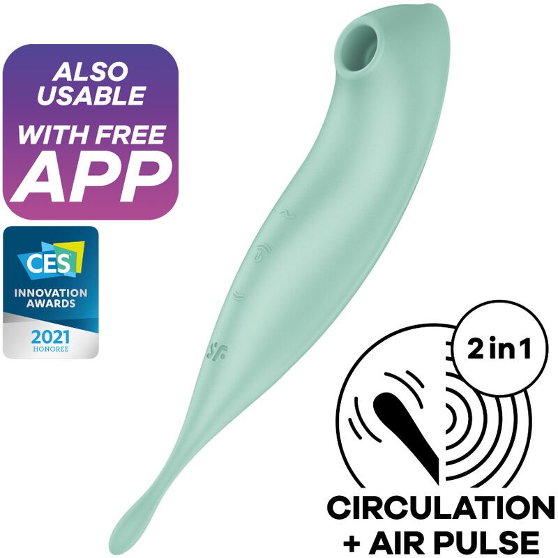 SATISFYER TWIRLING PRO+ AIR PULSE STIMULATOR & VIBRATOR APP - RED - D-232171 - Dona Pimenta