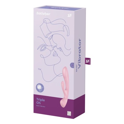 VIBRAÇÃO HÍBRIDA SATISFYER TRIPLE OH - ROSA - D-232924 - Dona Pimenta