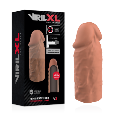 VIRILXL&trade; - EXTENSÃO DE PÊNIS DE SILICONE LÍQUIDO V3 MARROM - D-227246 - Dona Pimenta