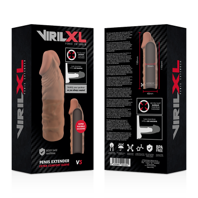 VIRILXL&trade; - EXTENSÃO DE PÊNIS DE SILICONE LÍQUIDO V5 MARROM - D-227248 - Dona Pimenta