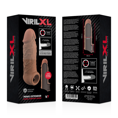 VIRILXL&trade; - EXTENSÃO DE PÊNIS DE SILICONE LÍQUIDO V7 MARROM - D-227270 - Dona Pimenta