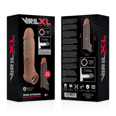 VIRILXL&trade; - EXTENSÃO DE PÊNIS DE SILICONE LÍQUIDO V9 MARROM - D-227272 - Dona Pimenta