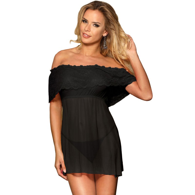 SUBBLIME SHORT DRESS + THONG BLACK S / M - D-220714 - Dona Pimenta