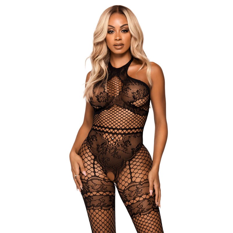 LEG AVENUE NET HALTER TAMANHO ÚNICO - PRETO - D-231366 - Dona Pimenta