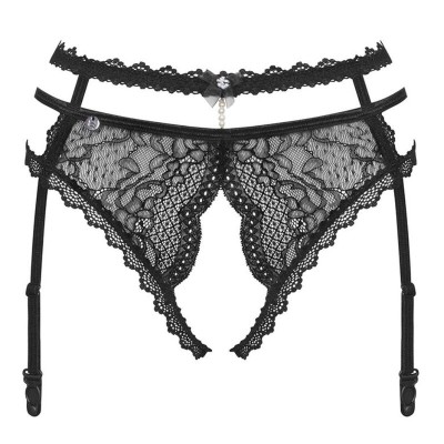 OBSESSIVE - PEARLOVE PRETO GARTER PANTY XS/S - D-236791 - Dona Pimenta