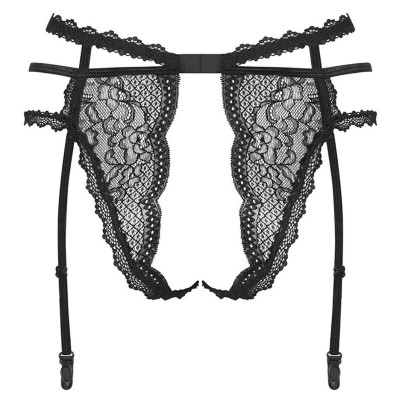 OBSESSIVE - PEARLOVE PRETO GARTER PANTY XS/S - D-236791 - Dona Pimenta