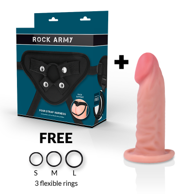 ROCKARMY - ARNÊS + DILDO REALÍSTICO TIGRE DE DUAL DENSIDADE 14CM - D-227452 - Dona Pimenta