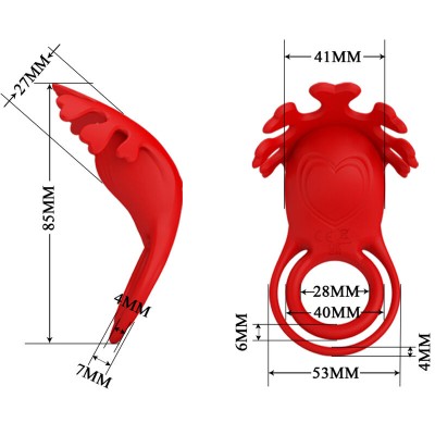 PRETTY LOVE - ANEL VIBRADOR RUBEN 7 VIBRAÕES SILICONE VERMELHO - D-236075 - Dona Pimenta