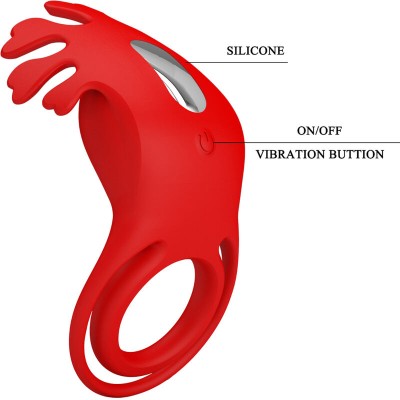 PRETTY LOVE - ANEL VIBRADOR RUBEN 7 VIBRAÕES SILICONE VERMELHO - D-236075 - Dona Pimenta