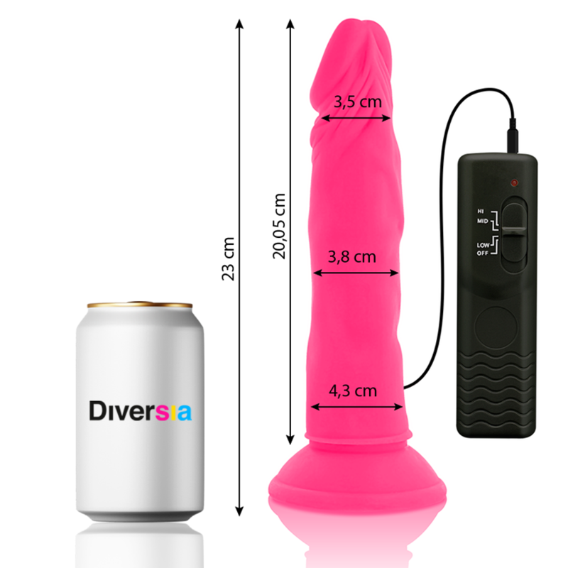 DIVERSIA - DILDO FLEXÍVE COM VIBRAÇÃO 23 CM - ROSA - D-231124 - Dona Pimenta