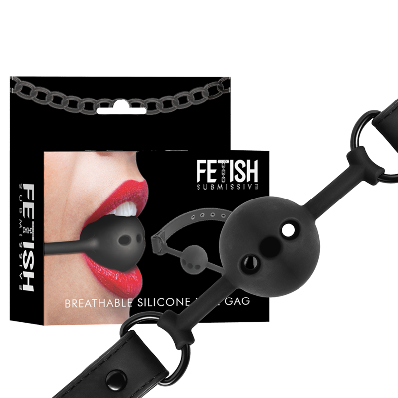 FETISH SUBMISSIVE BONDAGE - MORDAÇA DE BOLA DE SILICONE RESPIRÁVEL - D-237016 - Dona Pimenta