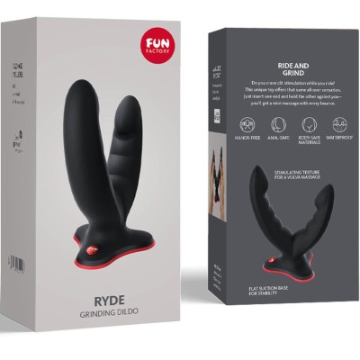 FUN FACTORY - RYDE DILDO DUPLO E MASSAGER VERDE - D-238115 - Dona Pimenta