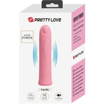 PRETTY LOVE - VIBRADOR CURTIS MINI SUPER POWER 12 VIBRAÕES DE SILICONE ROSA - D-236078 - Dona Pimenta