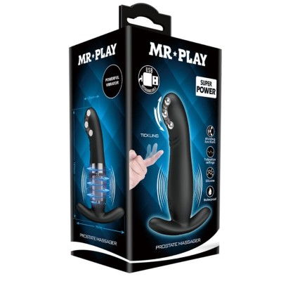 MR PLAY - MASSAGEADOR DE PRÓSTATA PRETO RECARREGVEL - D-226613 - Dona Pimenta