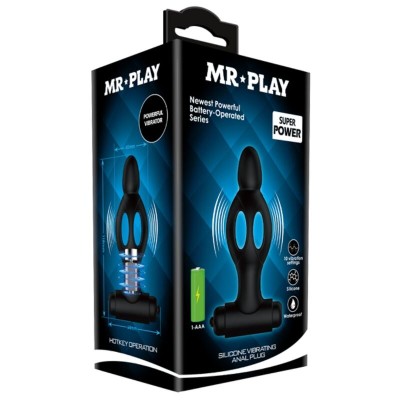 MR PLAY - PLUG ANAL DE SILICONE COM VIBRAO - D-226639 - Dona Pimenta