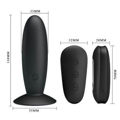 MR PLAY - PLUG ANAL COM CONTROLE REMOTO VIBRAO PRETO - D-226640 - Dona Pimenta