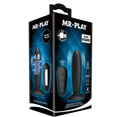 MR PLAY - PLUG ANAL COM CONTROLE REMOTO VIBRAO PRETO - D-226640 - Dona Pimenta