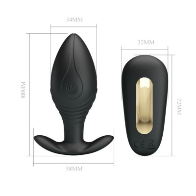 PRETTY LOVE - VIBRADOR RECARREGVEL REGINA ANAL PLUG PRETO - D-237566 - Dona Pimenta