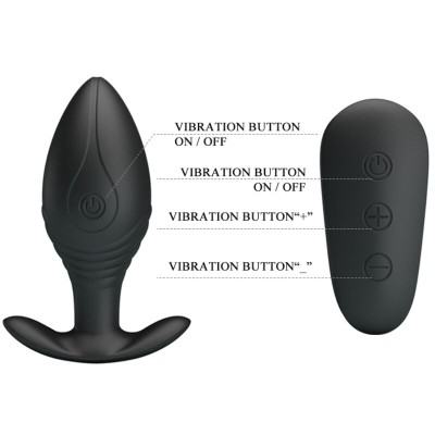 PRETTY LOVE - VIBRADOR RECARREGVEL REGINA ANAL PLUG PRETO - D-237566 - Dona Pimenta