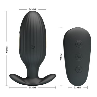 PRETTY LOVE - VIBRADOR RECARREGVEL ANAL KELLY PLUG PRETO - D-237568 - Dona Pimenta