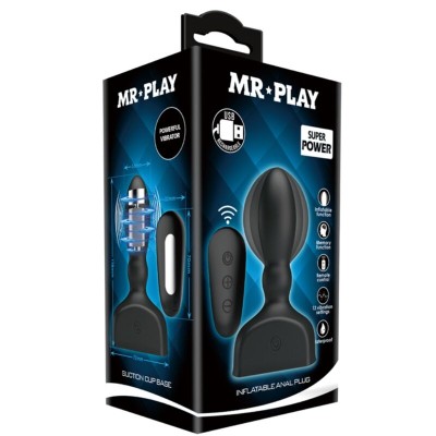 MR PLAY - CONTROLE REMOTO DE PLUG ANAL INFLVEL PRETO - D-226632 - Dona Pimenta