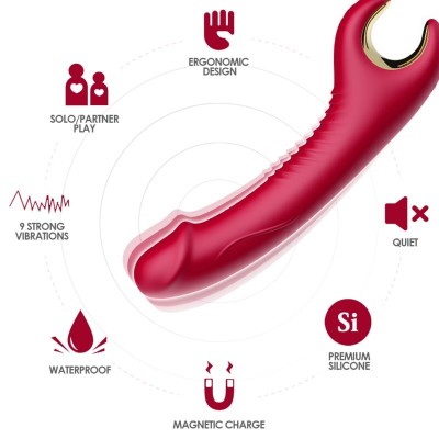 ARMONY - PRINCE DILDO VIBRADOR E ROTATOR VERMELHO - D-237929 - Dona Pimenta