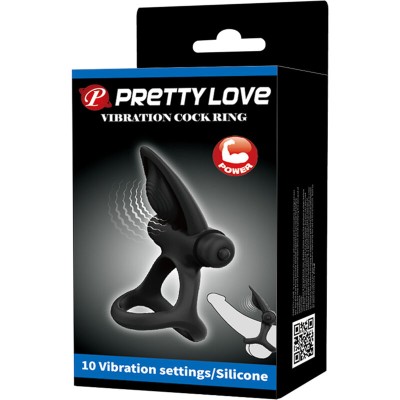 PRETTY LOVE - ANEL VIBRANTE 10 VIBRAÕES SILICONE PRETO - D-236073 - Dona Pimenta