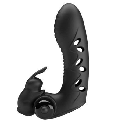 PRETTY LOVE - CAPA DE DEDO VIBRADOR DE COELHO PRETO VANCE - D-237386 - Dona Pimenta