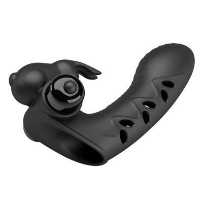 PRETTY LOVE - CAPA DE DEDO VIBRADOR DE COELHO PRETO VANCE - D-237386 - Dona Pimenta