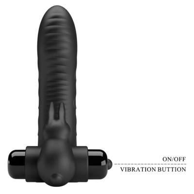 PRETTY LOVE - CAPA DE DEDO VIBRADOR DE COELHO PRETO VANCE - D-237386 - Dona Pimenta