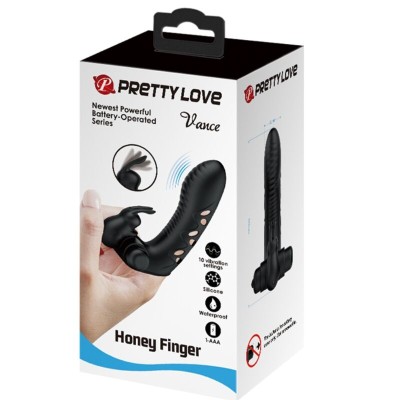 PRETTY LOVE - CAPA DE DEDO VIBRADOR DE COELHO PRETO VANCE - D-237386 - Dona Pimenta