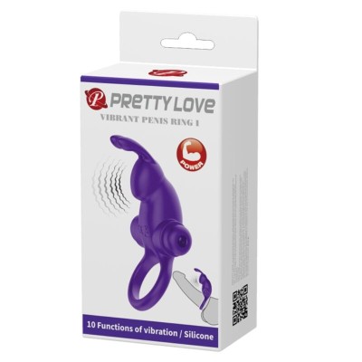 PRETTY LOVE - ANEL VIBRADOR I COELHO PARA PÊNIS ROXO - D-237570 - Dona Pimenta