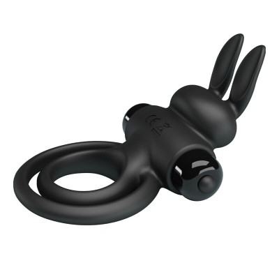 PRETTY LOVE - VIBRADOR III ANEL DE COELHO PARA PÊNIS PRETO - D-237572 - Dona Pimenta